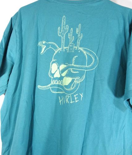 mens hurley t-shirt XL skull turquoise blue - Picture 4 of 4