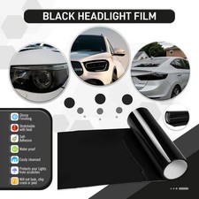 Black Vinyl Film Wrap Sheet For Headlight Backup Light Tail Light