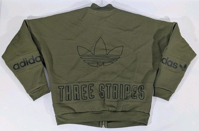 Adidas women size small green three stripes full zip bomber jacket vintage