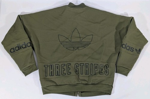 Adidas originals women olive green waffle three stripes bomber jacket size small