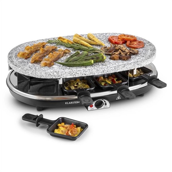 Klarstein Raclette Grill HeißEr Stein 8 Personen 1500 W Naturstein 8 PfäNnchen-image