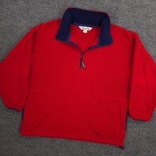 Vintage Brooks Brothers Fleece 1/4 Zip Mens M Red Polartec Oversized Made In USA