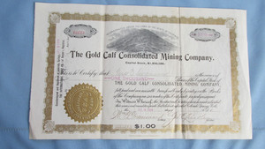1900 Cripple Creek Colo. Gold Calf Mine Stock Certificate-Signed & Uncancelled