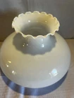 Large Vintage White Milk Glass Hurricane Lamp Shade Ruffled Top