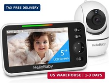 HelloBaby No WiFi Baby Monitor 5" Screen 30-Hour Battery Pan-Tilt-Zoom Video Upg
