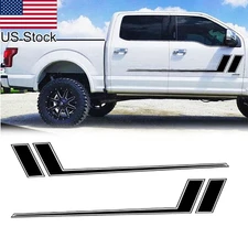 2pcs 68'' Black Sport Racing Hockey Stripe Car Side Door Decal Stickers Decor