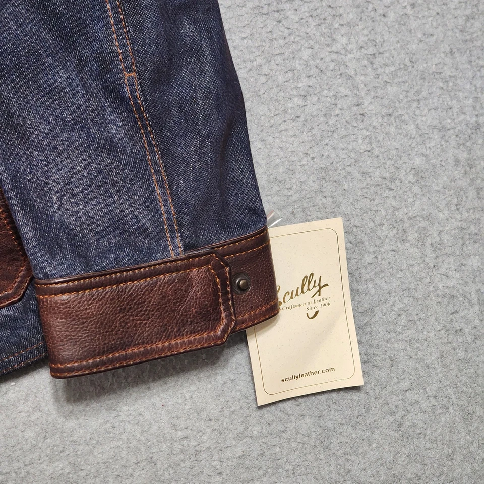 Scully 1068-193 New 2XL Wax Denim & Leather Trim Jacket Blanket Lined Chore $250 - Image 2 of 4