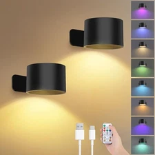 Rechargeable Wall Lights with Remote, 5000mAh Battery Operated Wall Sconce Se...