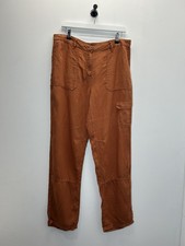 M&S Rust Orange Trousers 100% Linen Size 14 Long Pockets W34” L31” (no Belt)