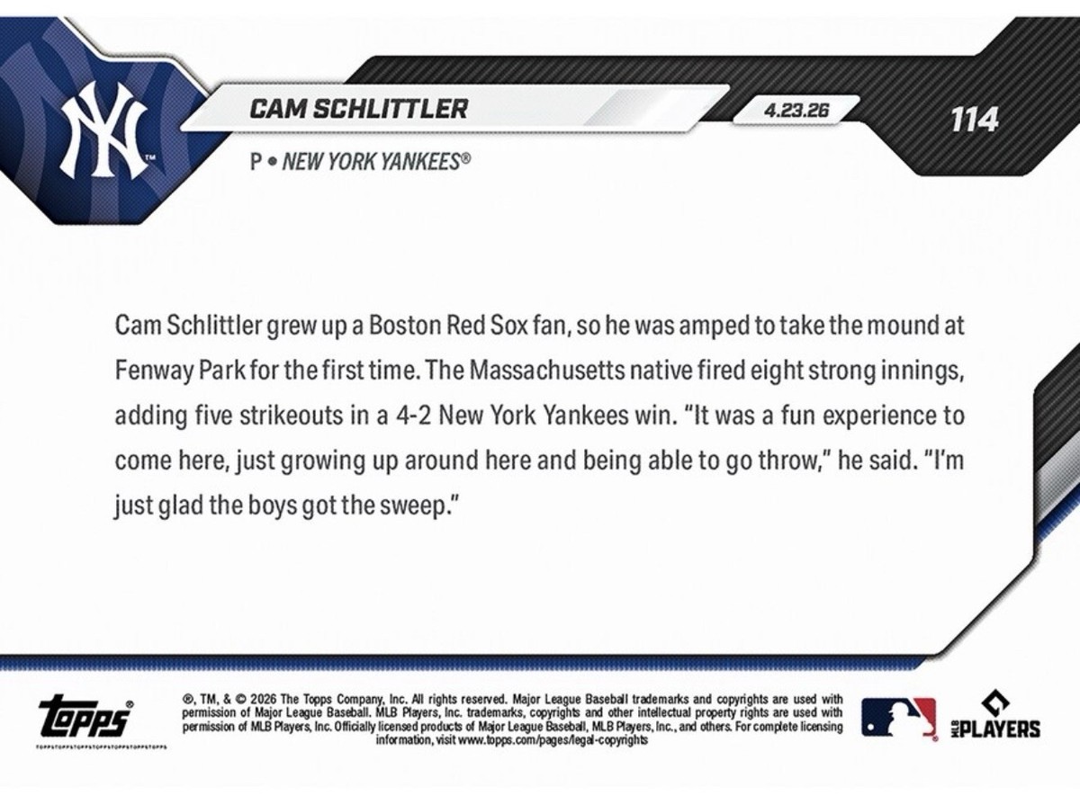 Cam Schlittler RC Yankees 2026 MLB Topps NOW Card 114 Presale | eBay