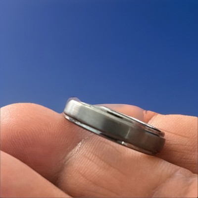 6MM Gray Tungsten Ring Brushed Stepped Edge Unisex Band