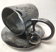VICTORIAN Silver Plate Napkin Ring Lilly pad lotus bud Roger&rsquo;s Smith Meridian Ct