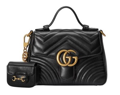NEW GUCCI HORSEBIT 1955 BLACK LEATHER KEYCHAIN BAG CHARM W/BOX | eBay
