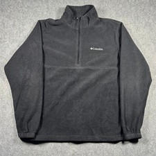 Columbia Mens XL Black Quarter Zip Fleece Pullover Mock Neck Outdoor Sweater