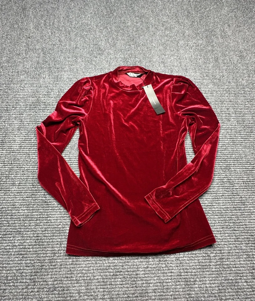 Camisa de Terciopelo Allegra K Para Mujer XS Manga Larga Cuello Simulado Elástico Pullover Suave Top Foto 2 de 4