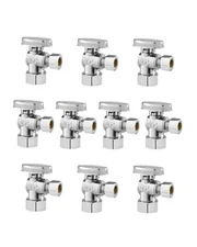 VEVOR 10-Pack Angle Stop Valve 1/4 Turn 5/8" OD (1/2" NOM) x 3/8" OD Compression