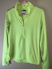 Nike Pro Dri-Fit Women's 1/4 Zip Long Sleeve Pullover Top Neon Yellow, Medium