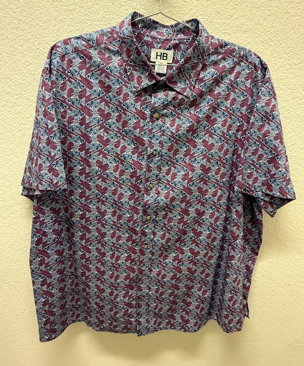 HB Harbor Bay Multicolor Fish Shirt Mens 2XL 100% cotton