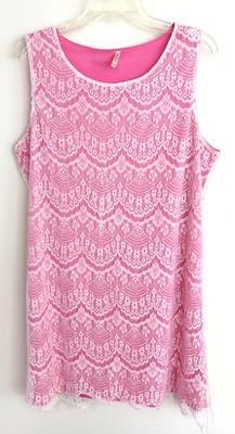 India Boutique Tank Top Womens One Size Sleeveless Floral Crochet Lace Overlay