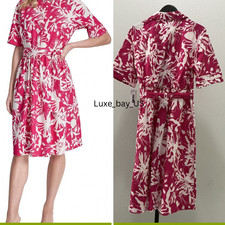 NWT-DKNY Women's 3/4 Sleeve Collared Neck Cotton Pink Poplin Shirt Dress Size10