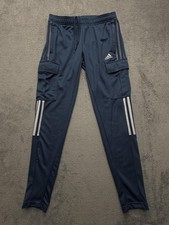 Adidas Track Pants Mens Small Navy 3-Stripes Cargo Joggers Primegreen AEROREADY