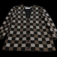 Adele Simpson Vtg 198os Wool Tweed Check Blazer Jacket Wmn M Designer Carreer