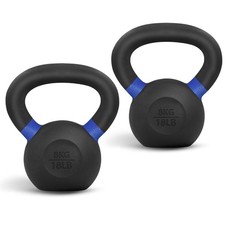 Powder Coated Kettlebell 18 lb Cast Iron Core Non Slip Handle Dark Blue Yes4All