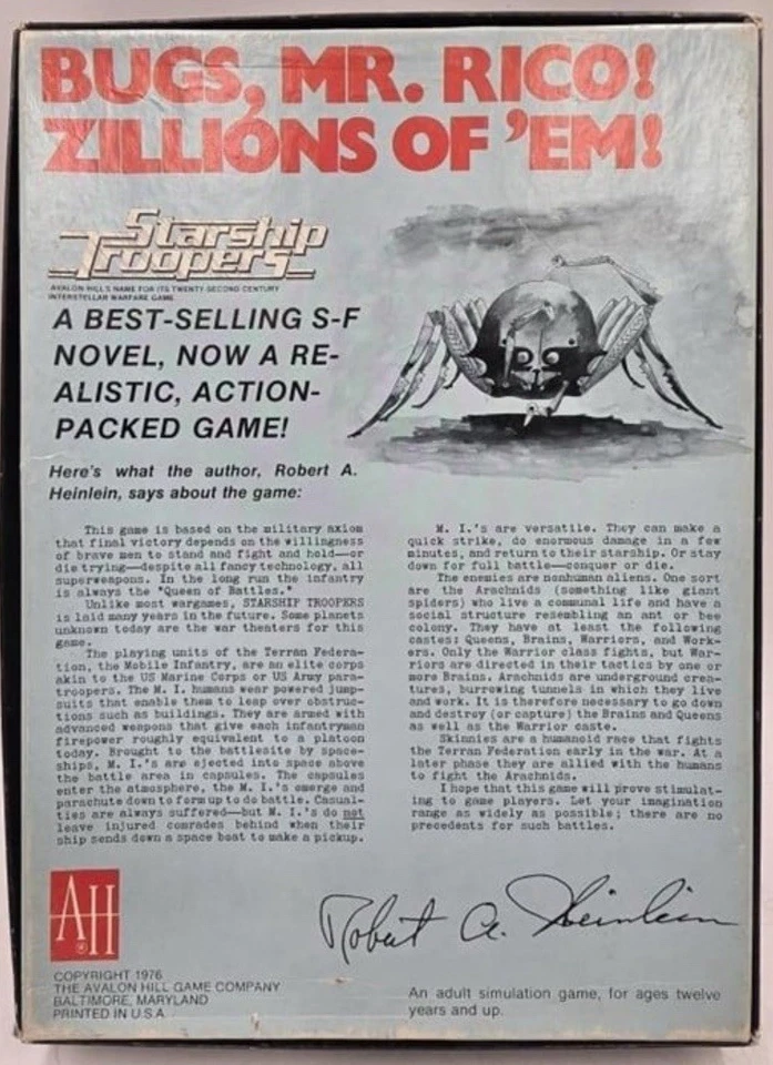 Starship Troopers Robert Heinlein Sci-Fi Board Game - Avalon Hill 1976 Unpunched - Image 2 of 3