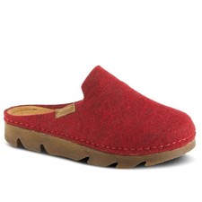 Flexus by Spring Step Red Wool Felt Slip On Cloggish Mule Shoes Womens Size 5 36
