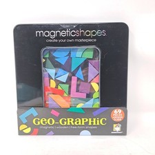 Magnetic Shapes Geo-Graphic Magnetic Wooden 69 Piece Puzzle Design Guide Book