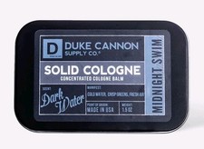 Duke Cannon Solid Men's Cologne Balm "Midnight Swim"-1.5oz Tin-Scent Dark Water