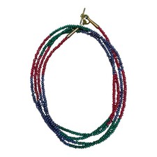 Faceted Rondelle Gemstone Bead Necklace Ruby Sapphire Emerald 67 Long