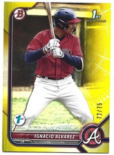 2022 Bowman Draft 1st Edition #BD-125 Ignacio Alvarez 1st /75 Yellow Foil Braves
