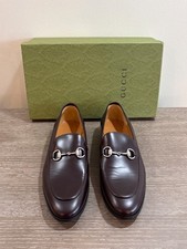Gucci Men's Dark Brown Amaranth Jordaan Horsebit  Leather Loafers Size 10.5 US