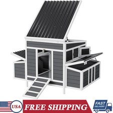 Large Wooden Chicken Coop for 4-6 Chickens Outdoor Poultry Cage w/ 2 Nesting Box