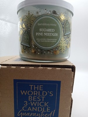 Bath & Body Works 3 wick candle 14.5 oz NIB Sugared Pine Needles FREE SHIP