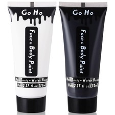 Go Ho Black and White Face Body Paint 4.74 oz ,Water Based Cream White Black ...