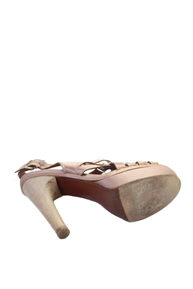 Sandalias de tacón Lanvin para mujer satinadas con tiras y plataforma rosa talla 38,5 8,5 Foto 4 de 4