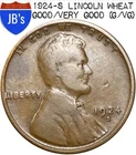1924-S Lincoln Wheat Cent Penny 1c - Circulated Good/Very Good (G/VG)
