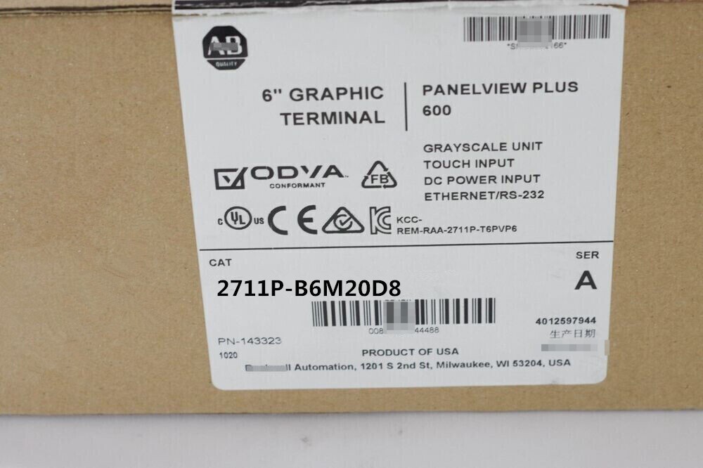 New AB 2711P-B6M20D8 Free Shipping New in Box New Factory Sealed PLC