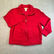 Talbots Petites Red Zip Up Collared Knit Jacket Women's Size M