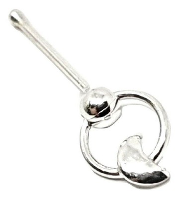 Moon Nose Stud Crescent Moon Ring 22g (0.6 mm) 925 Sterling Silver Ball End