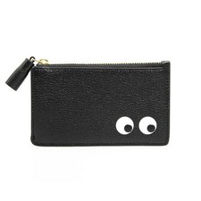 Anya Hindmarch Eyes Black Capra Leather Zipped Card Coin Case Wallet