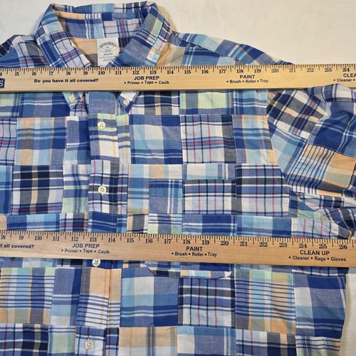 Brooks Brothers 1818 Regent Madras Patchwork Button Shirt Blue Plaid Mens Sz XL - Picture 10 of 12