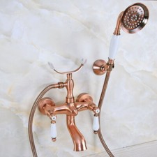 Antique Red Copper Bathroom Tub Faucet Hand Spray Shower Mixer Water Tap 2na375