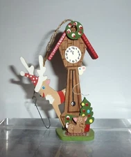 Vintage Emgee Christmas Ornament 1970 Hawaii Deer Clock Mouse Tree