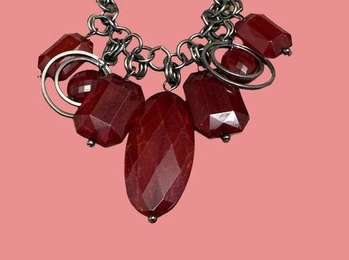 Collana Vintage Acrilico Geometrico Charms Bavaglino Ciondolo Strato Bolla Dichiarazione 19,5” - Foto 2 di 2
