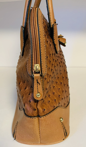 Londan Fog Handtasche Medium Kunstleder Straußenprägung Umhängetasche Kuppelform Lerche - Bild 3 von 21