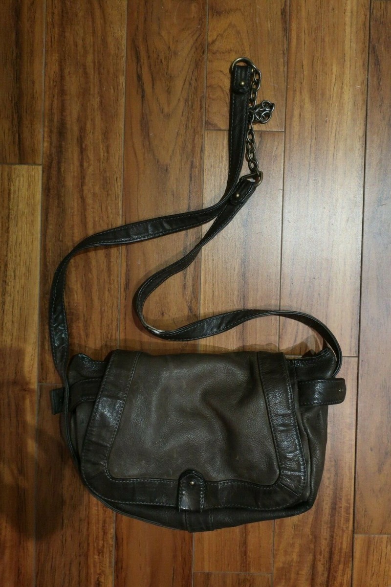 Sac Petite Mendigote gris en cuir bandouilière