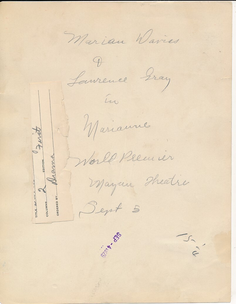 MARION DAVIES LAURENCE GRAY Original Vintage 1929 MARIANNE MGM Studio Photo